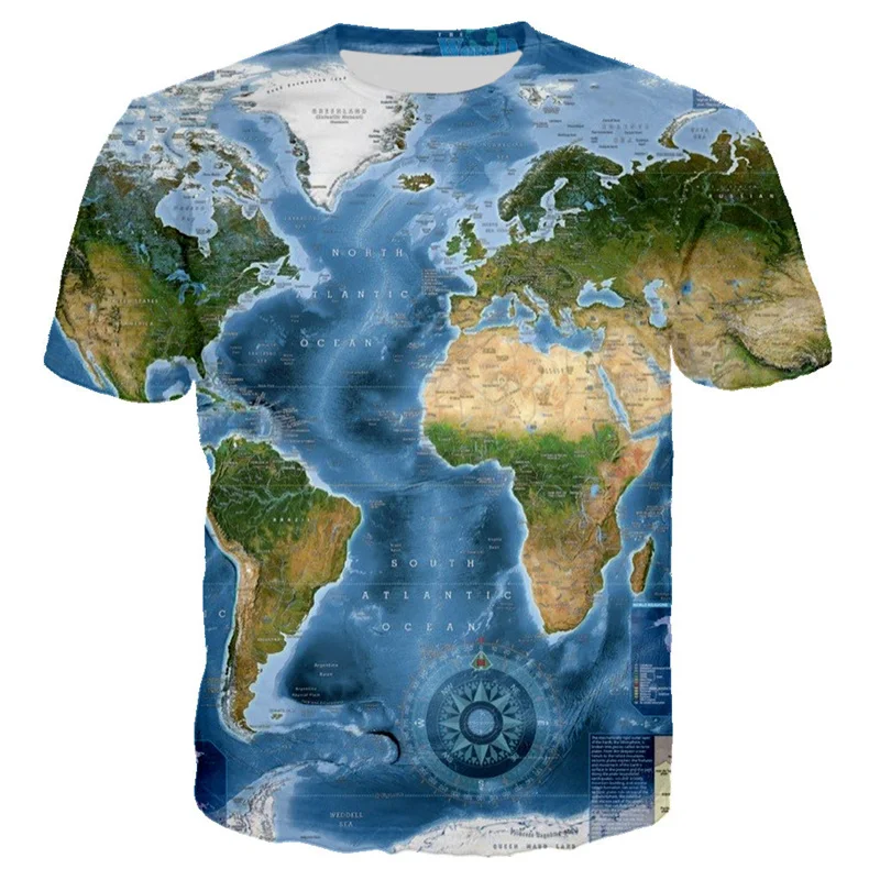 ثلاثية الأبعاد مطبوعة خريطة تي شيرت للرجال مضحك الحيوان نمط تيز الصيف المتضخم بلوزات مستديرة العنق Harajuku قصيرة الأكمام تي شيرت الشارع الشهير #2