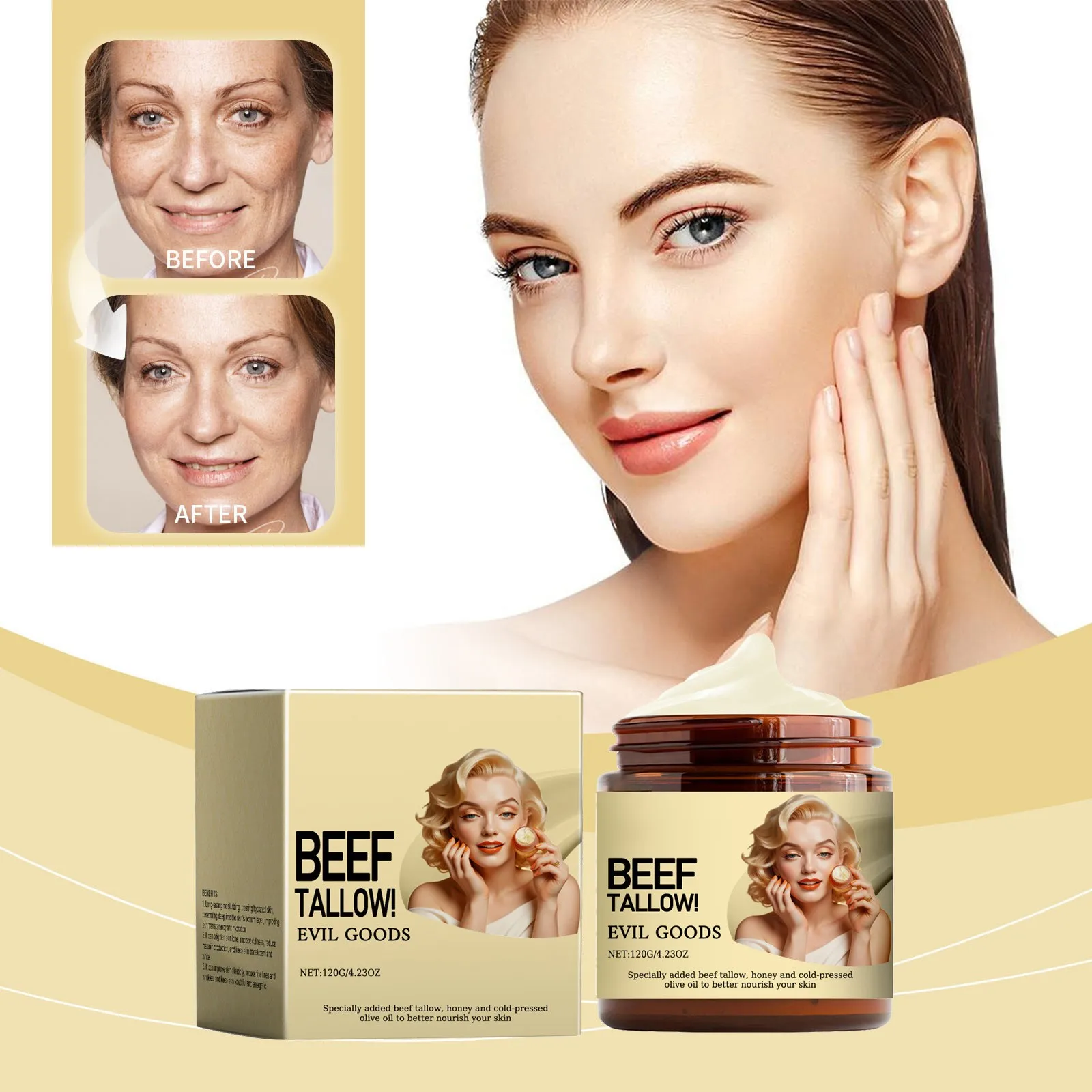 Natural Beef Tallow Moisturizer Trending Anti Aging Cream Bestseller Hydrating Face Lotion Skincare Essential Body Butter T1