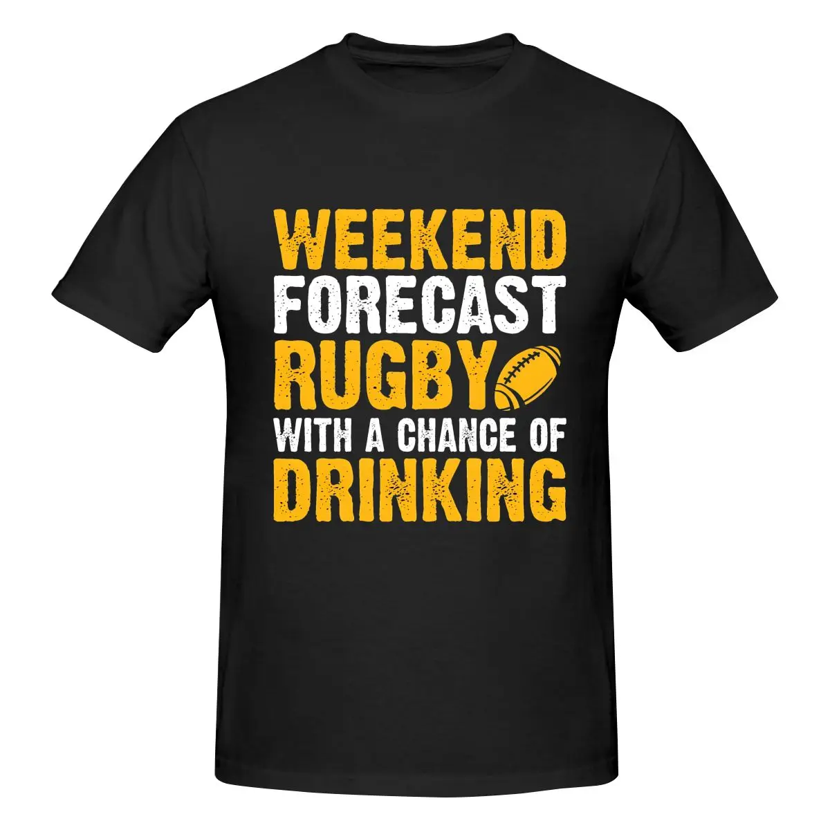 Mens Weekend Forecast Rugby Chance Drinking T-Shirt Regular Fit 100% Cotton Short Sleeve T Shirt Crew Neck Casual Tshirt Tee