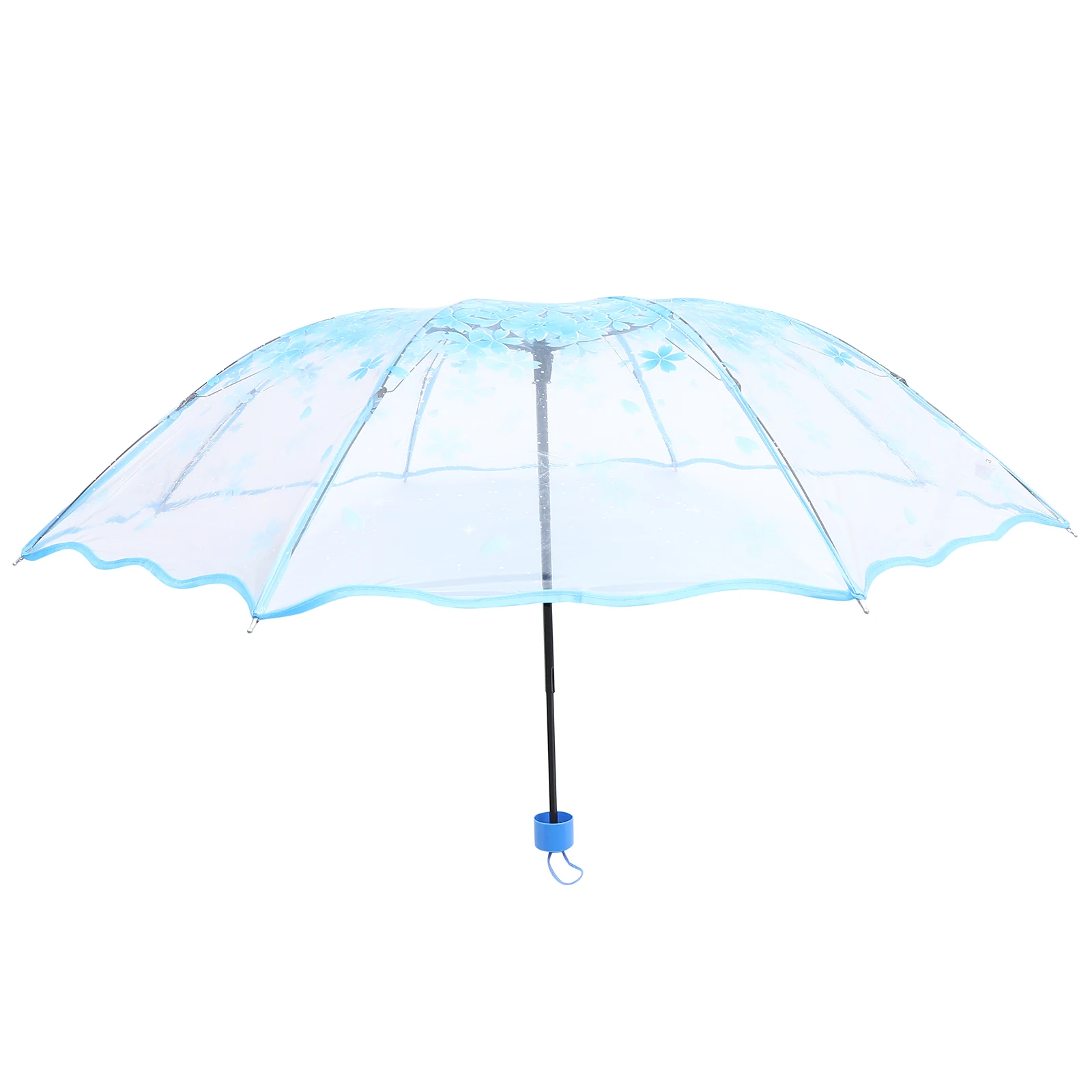 

Floral Design Clear Folding Umbrella Compact Lightweight Waterproof Wind Resistant for Rainy Sunny Days Travel Outdoor