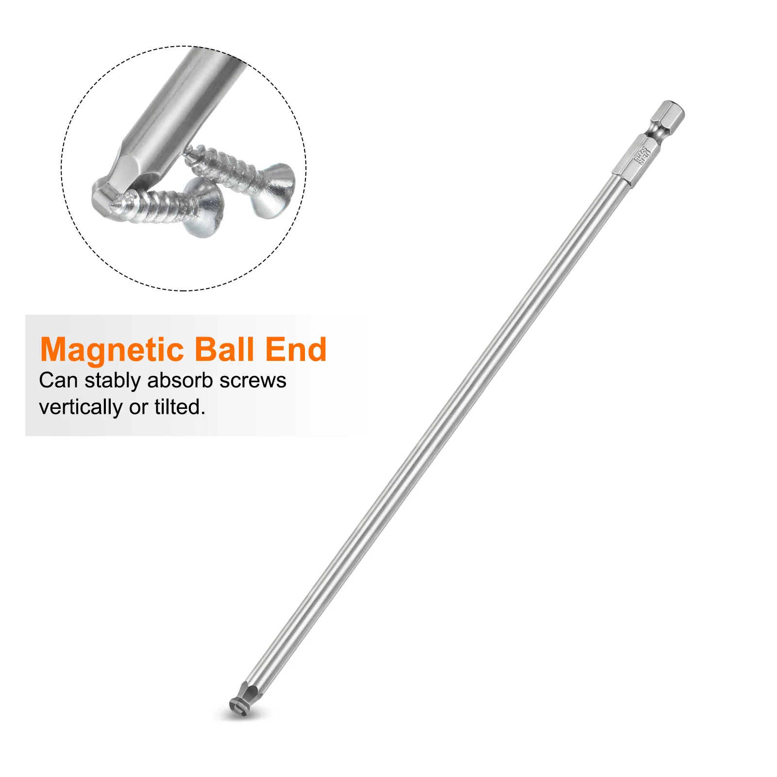 2 Buah Set Mata Obeng Hex Ujung Bola 5Mm-6Mm Magnetik 1/4 "Batang Hex Panjang 8"