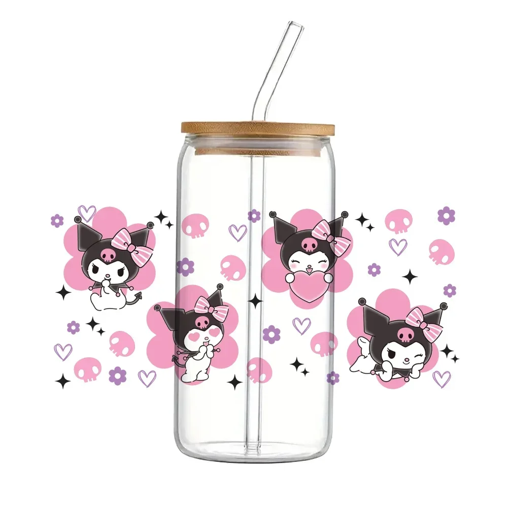 

Cute Sanrio Kuromi Cartoon UV DTF Transfer Sticker Waterproof Transfers Decals For 16oz Glass Cup Wrap Stickers for Decoration