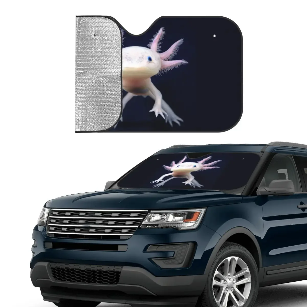 Kawaii Axolotl Windshield Sunshade Salamander Fashion Car Front Windshield 76x140cm Sun Visor Solar Protect