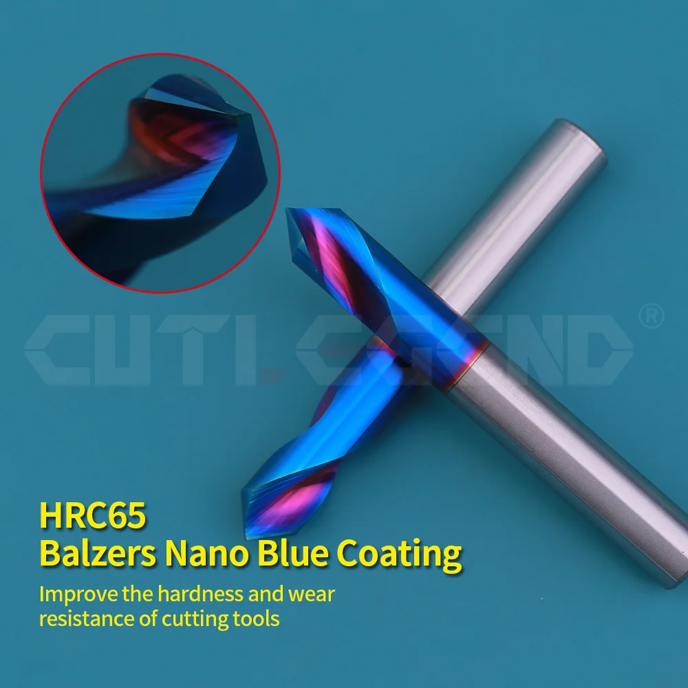 Wiertło punktowe z węglików spiekanych HRC65 90 stopni CNC narzędzie do fazowania wiertło prowadzące Nano niebieska powłoka lokalizacja centrujące wiertło do metalu