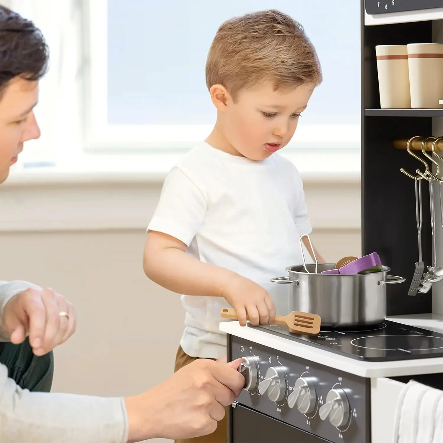 子供のための木製のプレイキッチンセット,モダンなおもちゃ,流行のデザイン