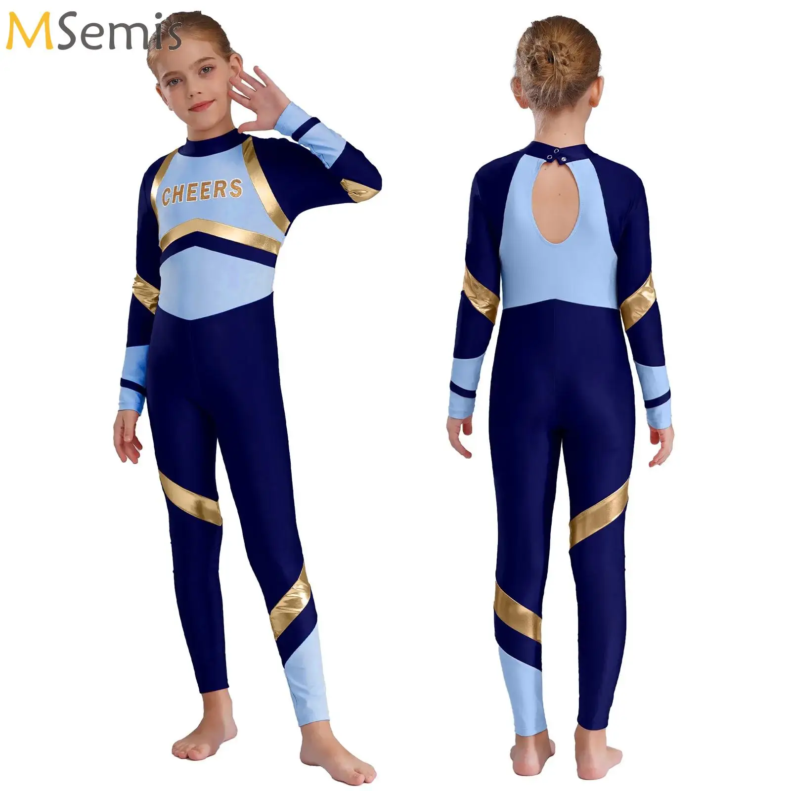Bambini Ragazze Cheerleader Tute Cheerleader Uniforme Manica lunga Lettere Cheers Abiti da ballo Balletto Gtmnastics Dancewear
