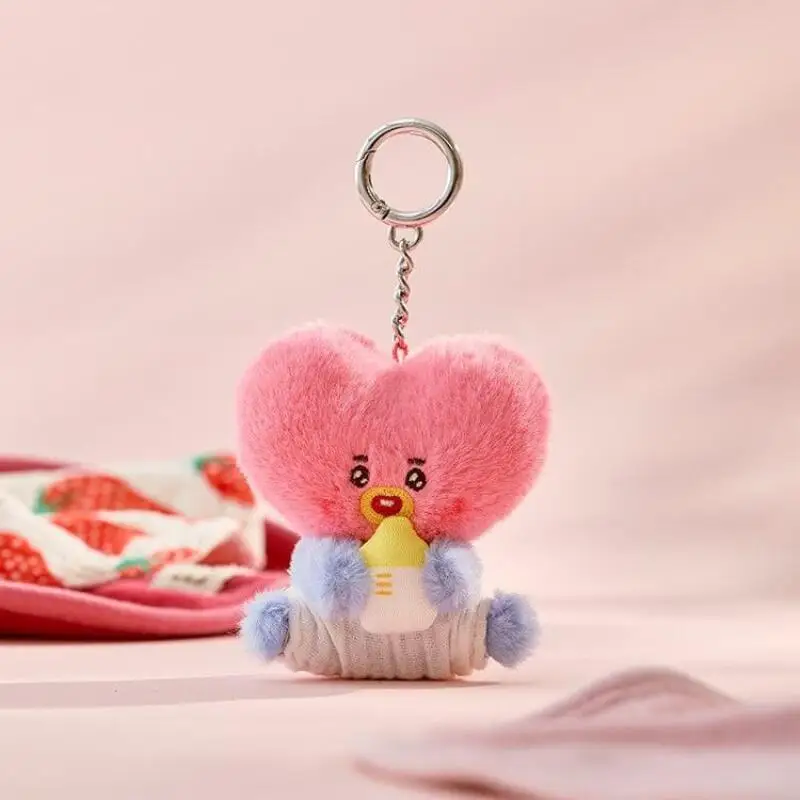 10 cm Anime Cartoon Bt21 Tata Cooky Niedliches Plüschtier Mode Plüschtier Zubehör Rucksack Schlüsselanhänger Zubehör Geschenk für Freunde