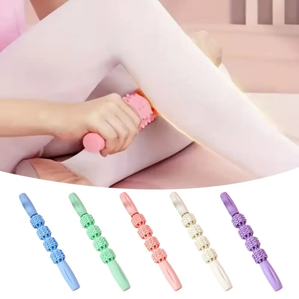 

PP Roller Ball Muscles Massage Stick 4 Rollers Durable Wolf Tooth Fascia Stick 33cm Relaxation Yoga Fitness Sports