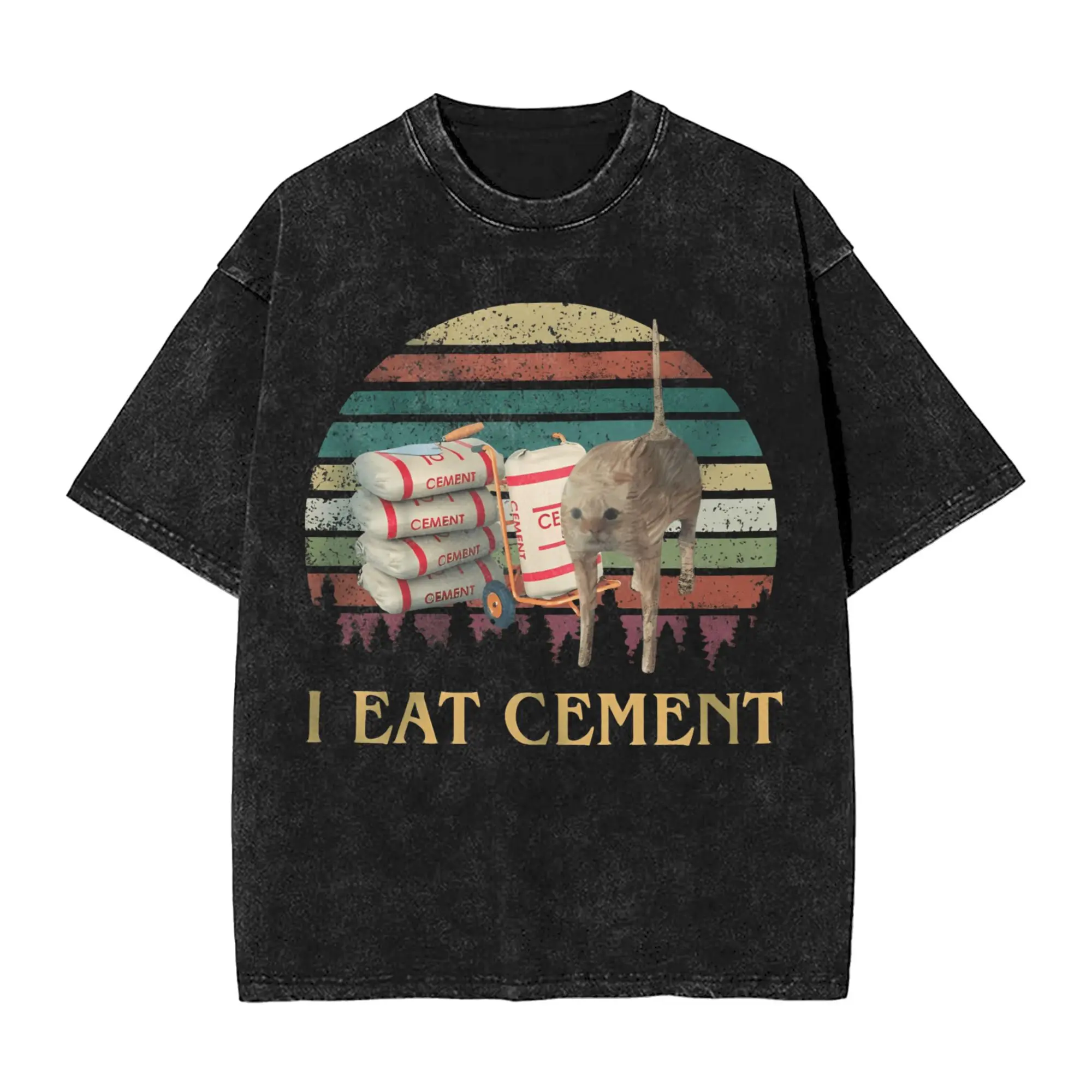

Футболка I Eat Cement Cat, летние классические футболки Y2K, хлопковая футболка в стиле Харадзюку для мужчин, одежда с короткими рукавами и принтом