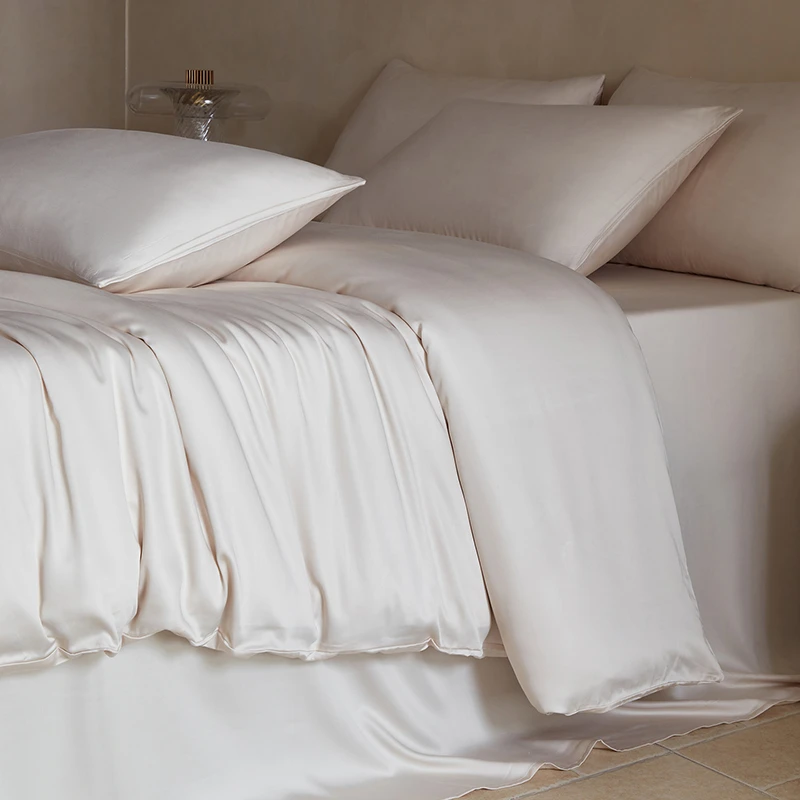 

100%Bamboo Lycoell Duvet Cover set Bed Sheet Pillowcases Solid Color Ultra Soft Cooling Bedding Set Single Double Queen size