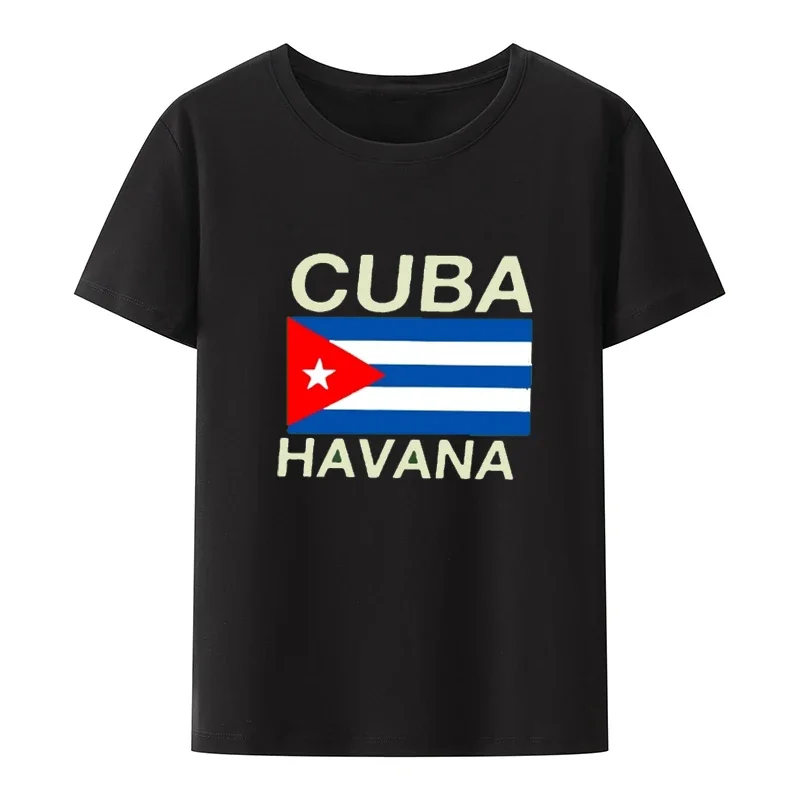 Personalizado Impresso Homens Camiseta Cuba Flag Havana T Shirt for Men Clothing Cool Roupas Masculinas Camisa O-neck Tops Loose