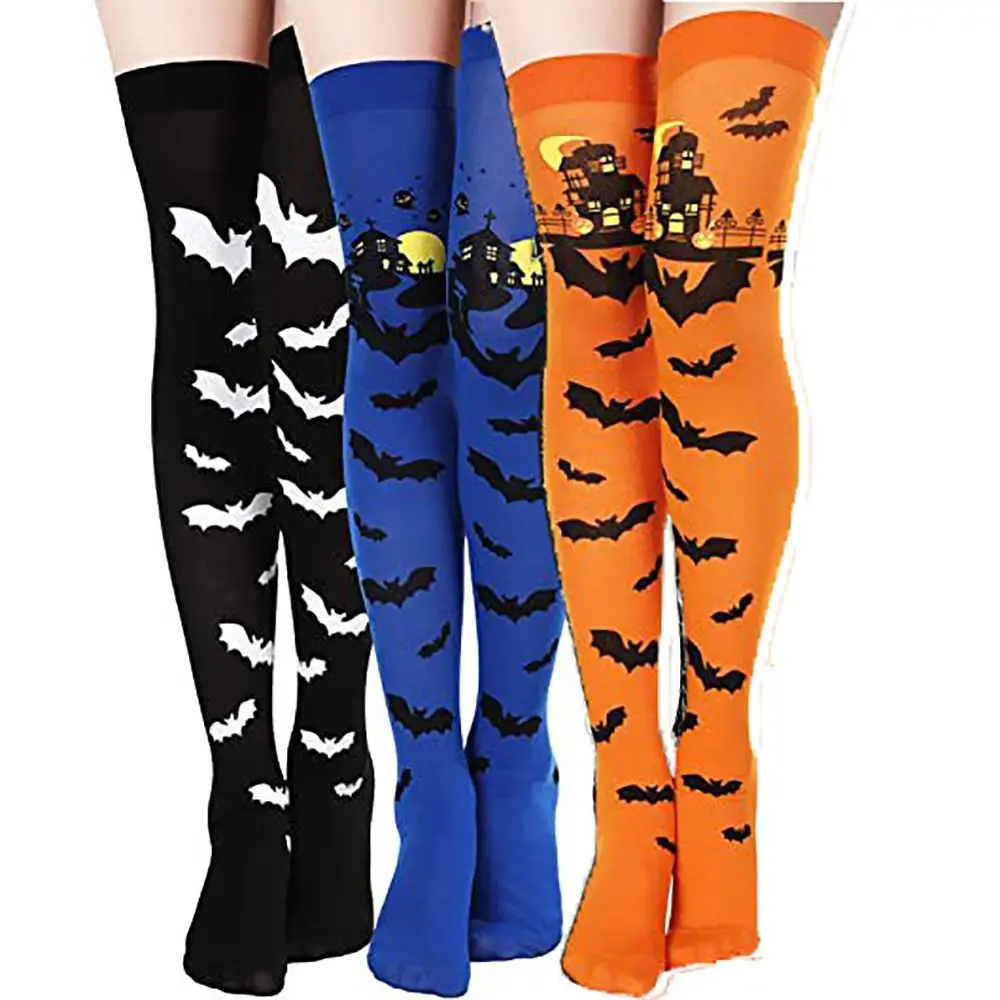 Chaussettes Lolita Cosplay pour Halloween, accessoires de mode au-dessus du genou, cuisse haute, bas de chauve-souris élastiques