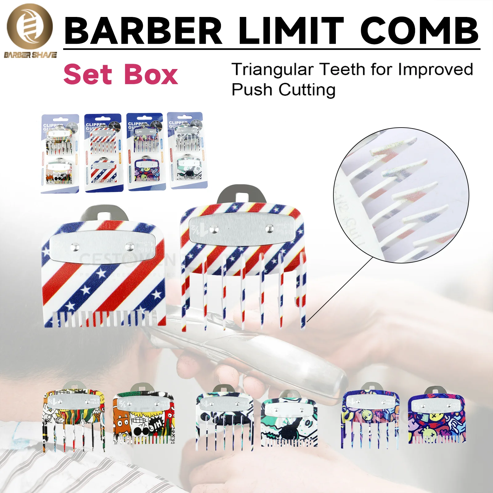 

NEW 1.5/4.5mm Color Limit Comb Barbershop Cutting Guide Combs Plastic Hair Clipper Guards Attachment for Universal Hair Clipper