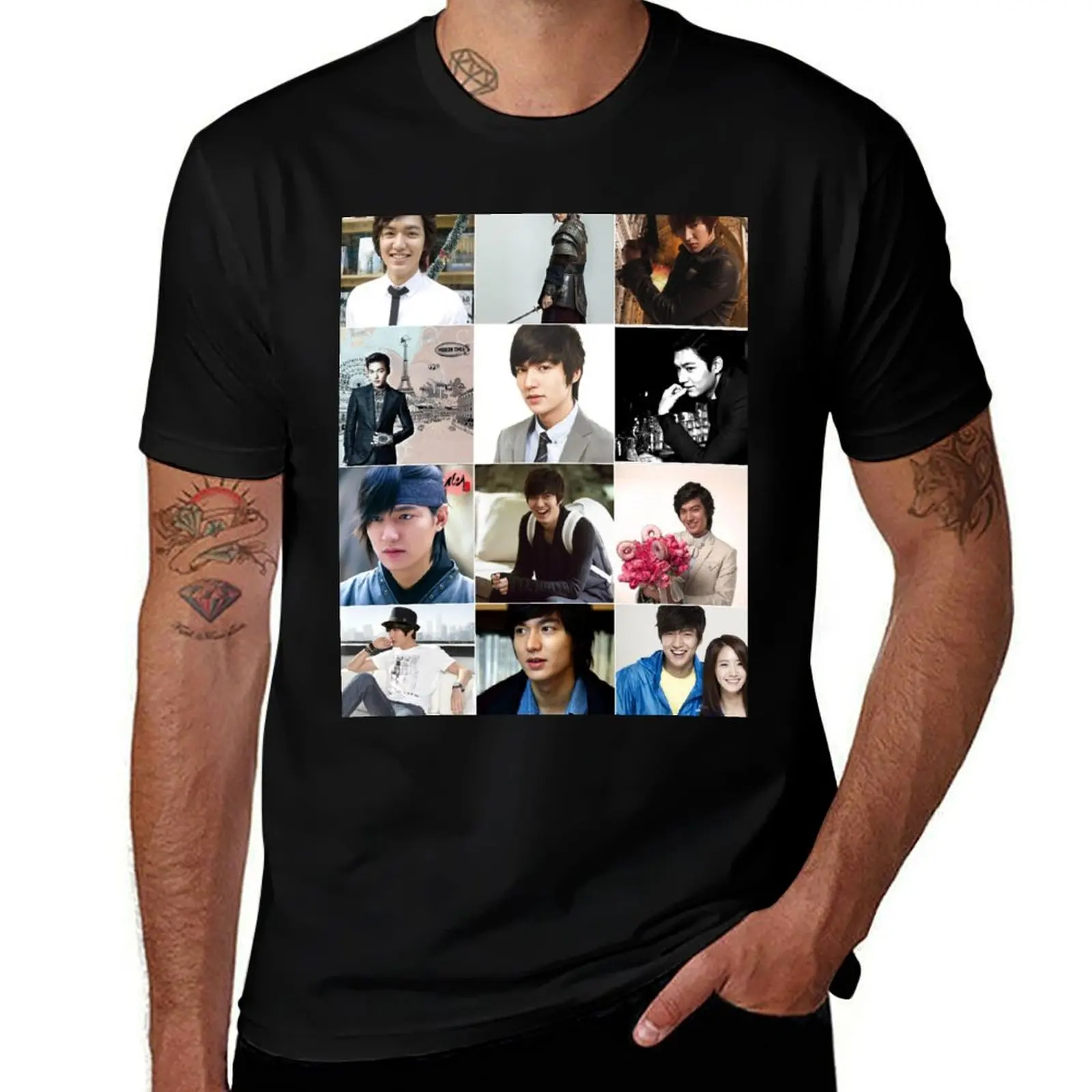 

Lee Min-ho Photo Collage T-Shirt tops oversized workout shirts for men