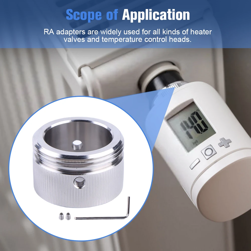 محول صمام الحرارة من الفولاذ المقاوم للصدأ مع خطوط عمودية محول صمام التدفئة M30 X 15 محول ترموستات للحمام المطبخ #2