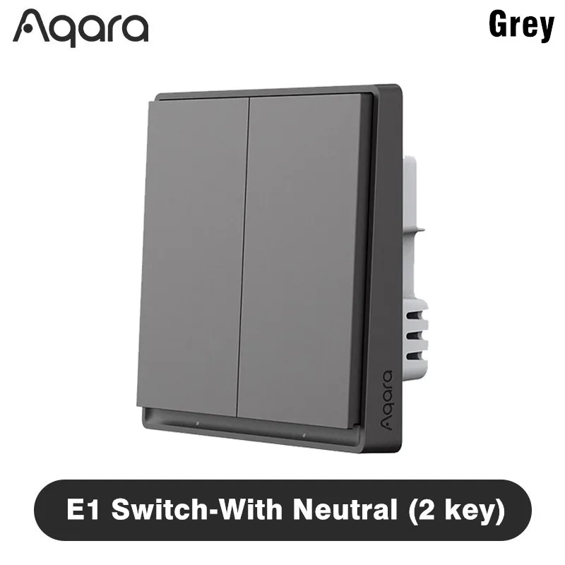 Aqara E1 slimme wandschakelaar, Zigbee 3.0, draadloze schakelaar voor verlichting, geschikt voor installatie met of zonder nuldraad, voor een slim huis, compatibel met Xiaomi Home en Homekit-app.