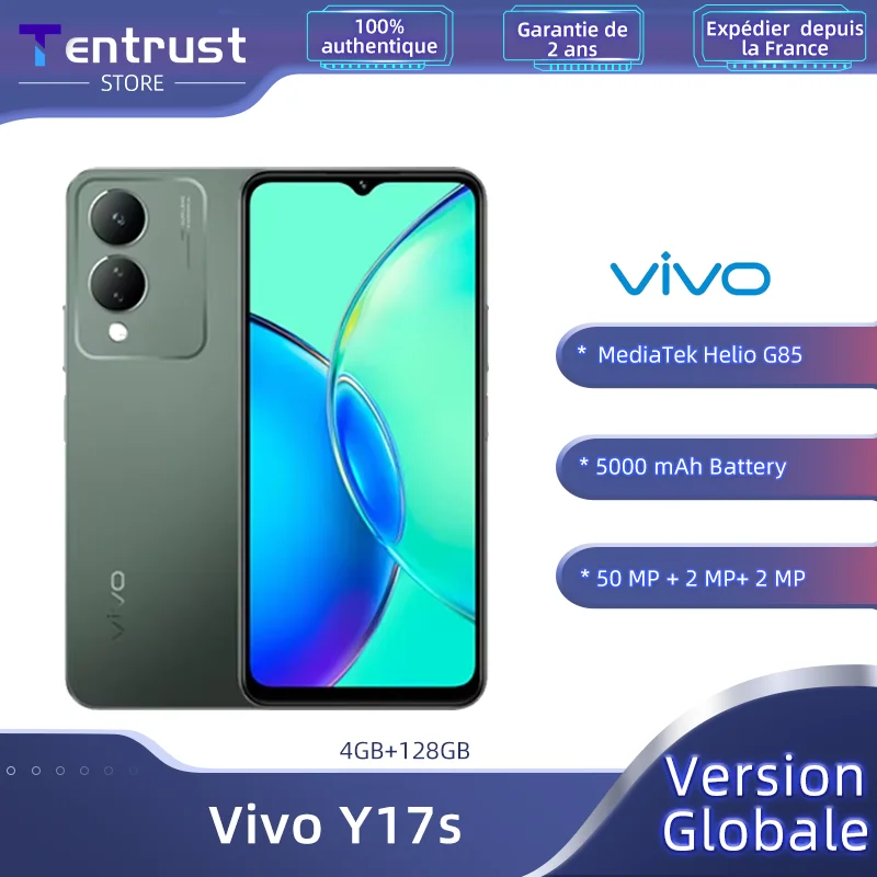 Global Version Vivo Y17s Smartphone MediaTek Helio G85 5000mAh Battery 6.56-inch 90Hz Refresh Rate 50MP Main Rear Camera NFC