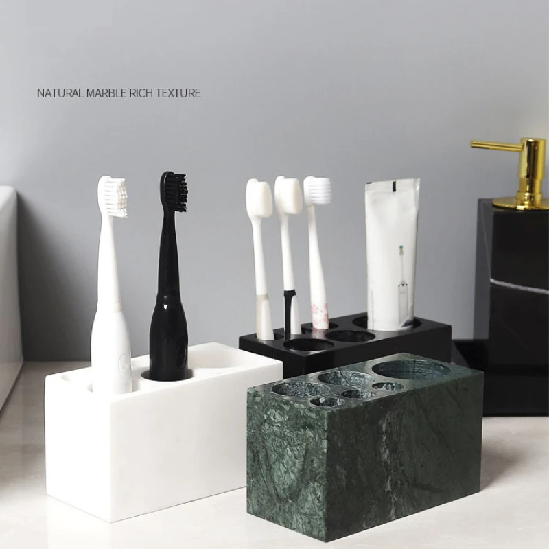 

Simple natural marble six hole toothbrush holder ornament for home bathroom storage and storage rack