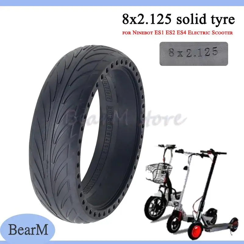 

8-дюймовая твердая шина 8x2,125 для Ninebot Segway ES1/ES2/ES3/ES4, резиновая твердая шина для электрического скутера, противопрокольная демпфирующая шина