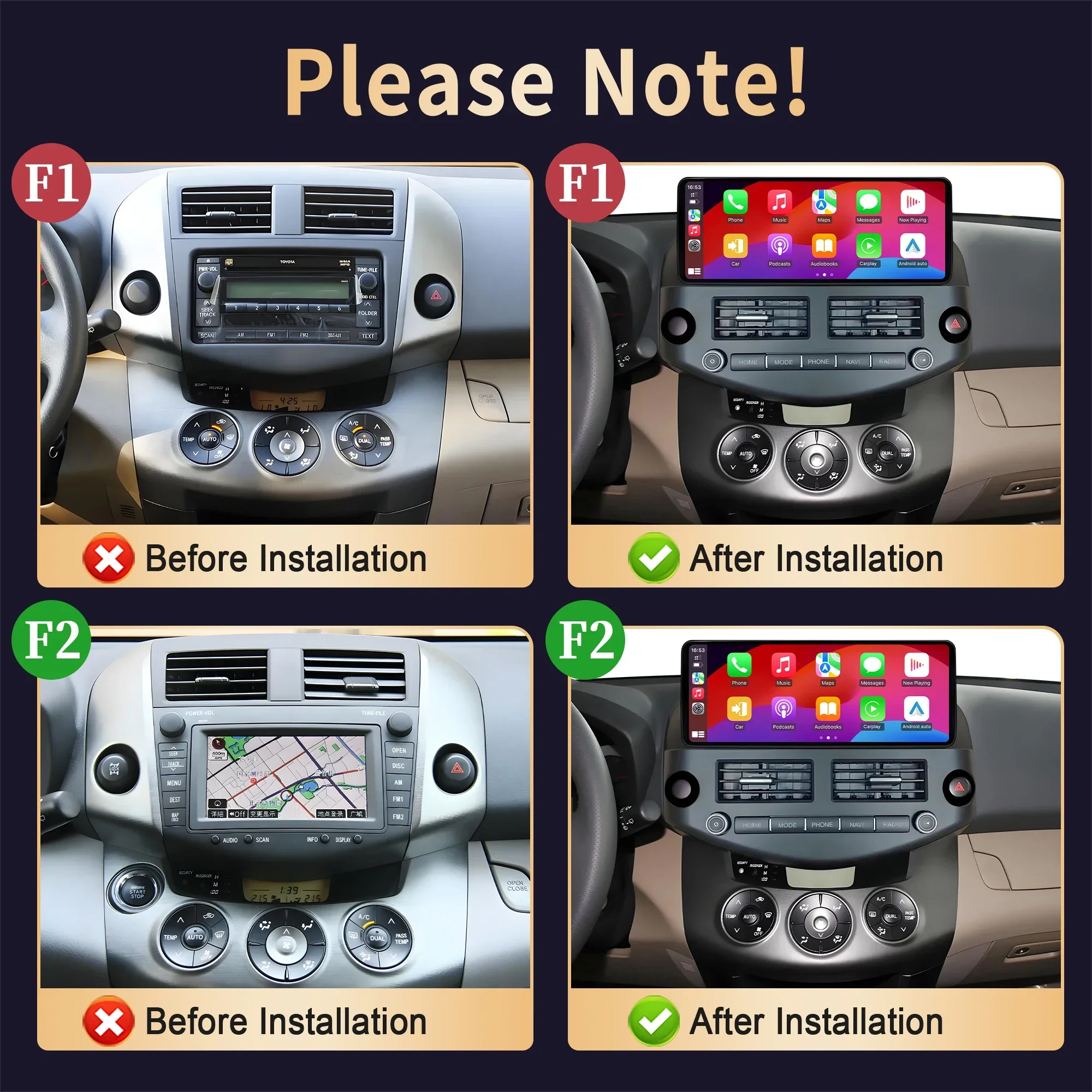 12.3 inch 4G For Toyota RAV4 XA30 2007-2012 Android 15 Car Radio Wireless Bluetooth Carplay Multimedia Head Unit Touch Screen