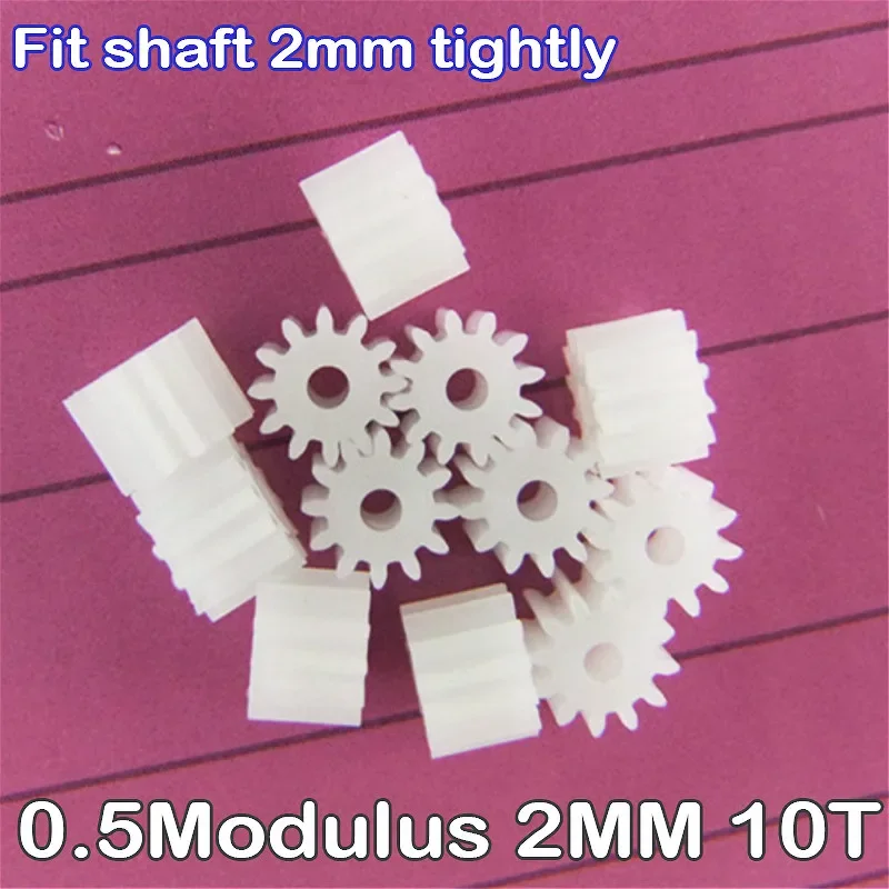 20PCS Plastic Spindle Motor Gear 102A 0.5 Modulus 2MM T=10 10 Teeth Gears  Micro Mini DC Electric Motor Model Toys Car Boat