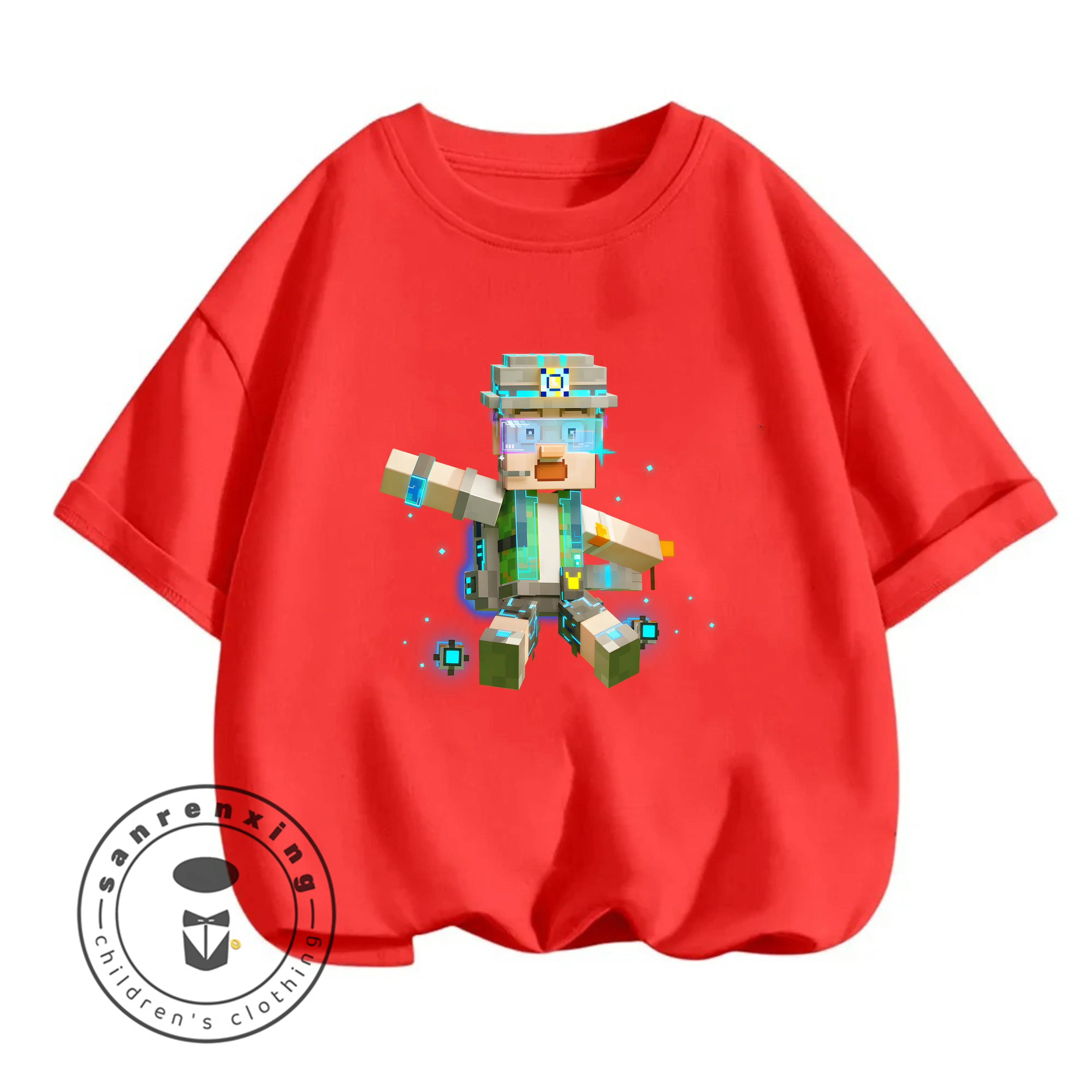 Sudadera de Manga Corta con Estampado de Dibujos Animados 3D de Minecraft, Venta Caliente 2026, Moda Casual para Niños y Adolescentes