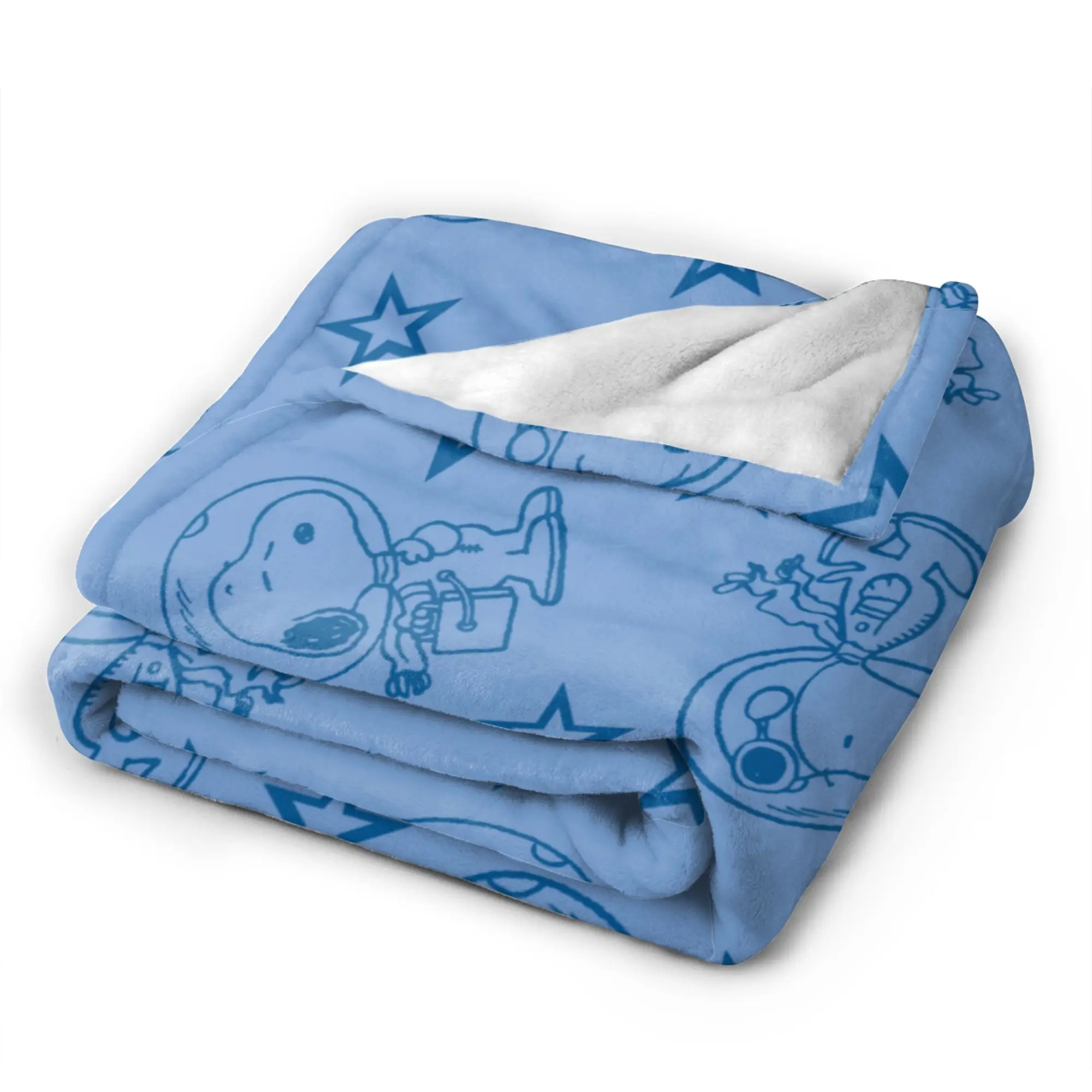 Snoopys Blue Space Astronaut Pattern Flannel Blanket  Novelty Throw Blankets for Home 125*100cm Bedspread, view 3