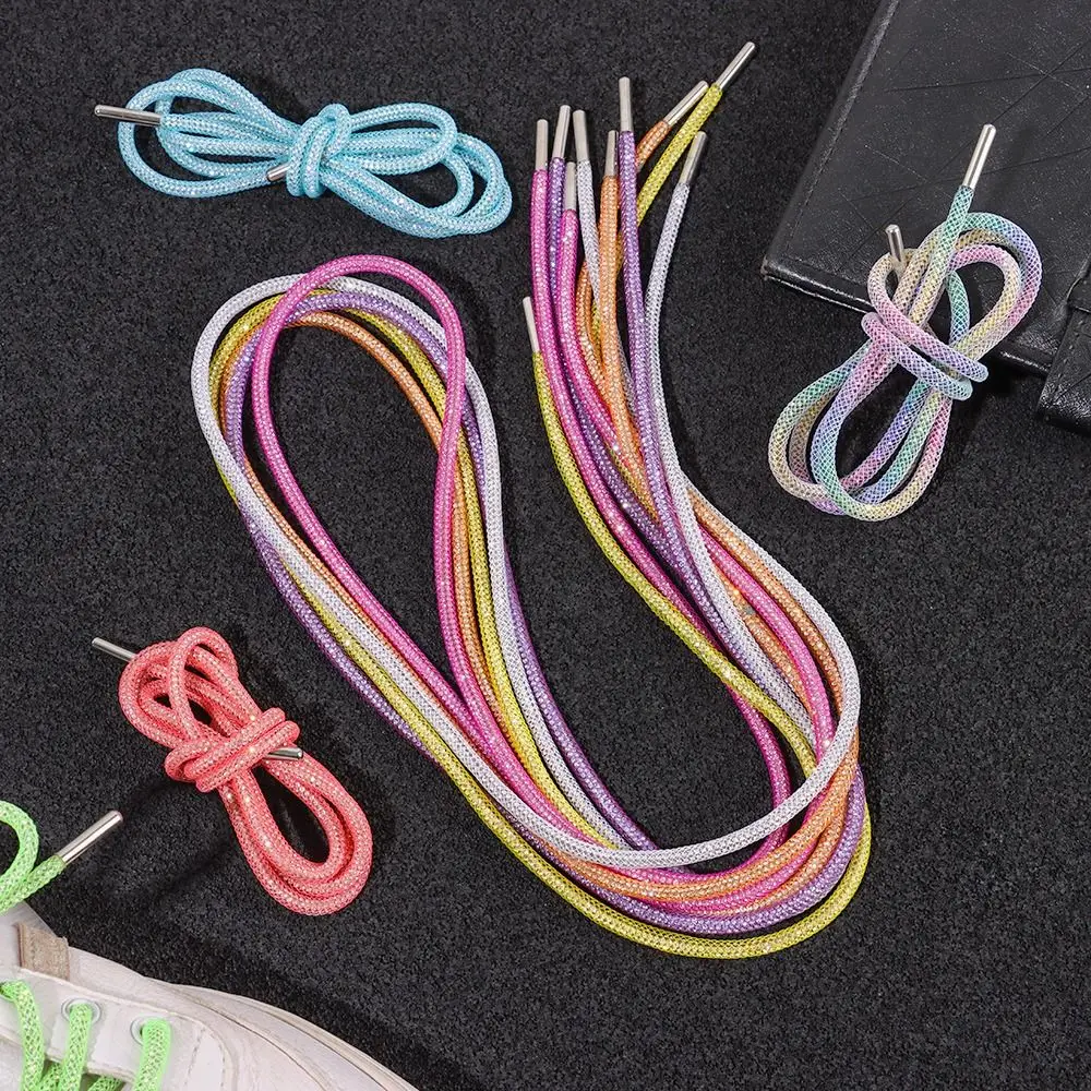 1PC DIY With Wrap Net Drawstring Cross Braiding Strap Rhinestone ShoeLaces Sneakers Laces Diamond Shoe Laces Bright Strings