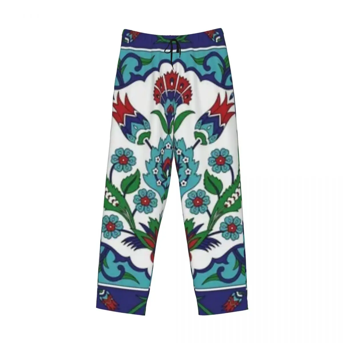

Винтажные пижамные штаны Iznik Cer с турецким узором из плитки на заказ, мужская одежда для сна, штаны для сна с карманами
