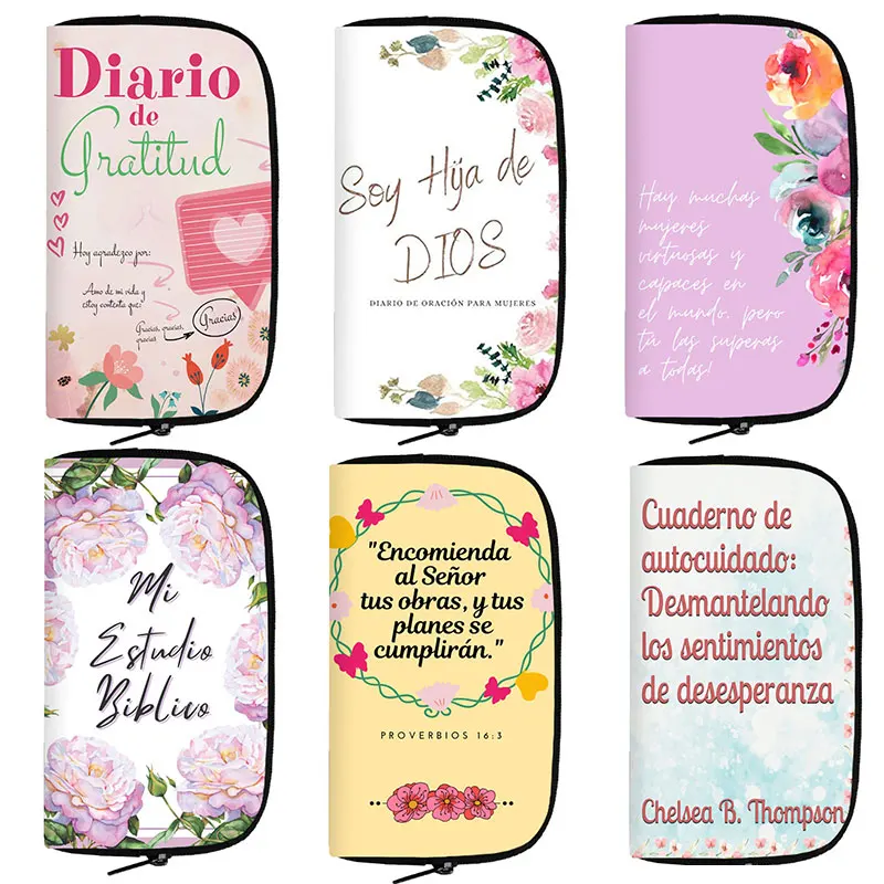 Christian Bible Verses Print Wallet Spanish I am God\'s Daughter Purses Long Coin Phone Credit Card Storage Bag Zipper Wallets