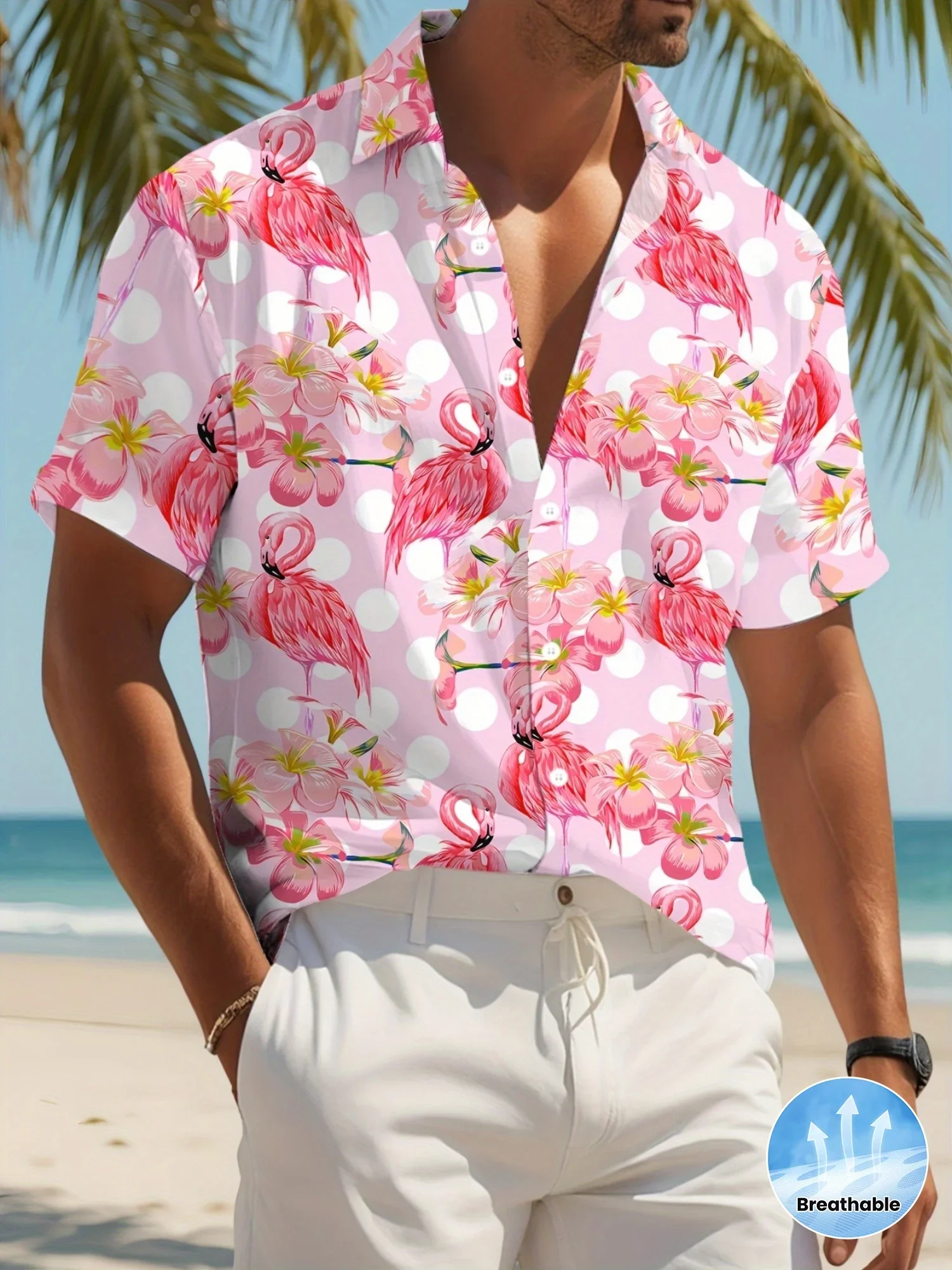 Summer Trendy Men's Hawaiian Shirt Man Short Sleeve Bold Party Print Loose Fit Comfortable Fashion Vacation Tops