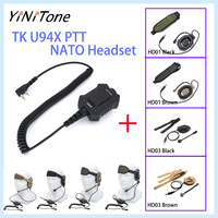 YiNiTone U94X PTT with Elite II Radio Headset NATO Style For Baofeng UV-5R DM-32 UV-32 Quansheng UV-K6 UV-5RPLUS walkie talkie