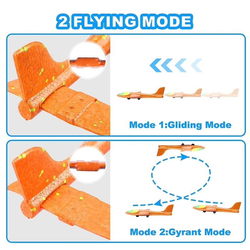 Kids Airplane Launcher Toys 13.2\'\' LED Foam Glider Catapult Gun Plane for Children Outdoor Flying Toys Birthday Gifts for Boys