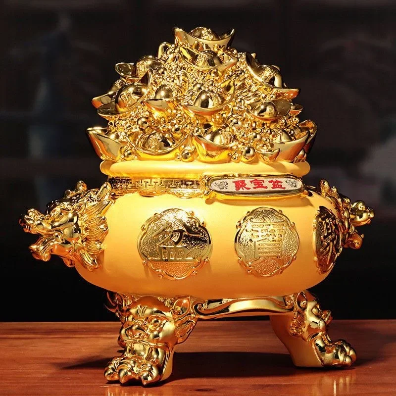 

Feng shui Resin Sculpture Golden Cornucopia Chinese Home Decor Lucky Statue Office Figurines Gift Craft Ornament