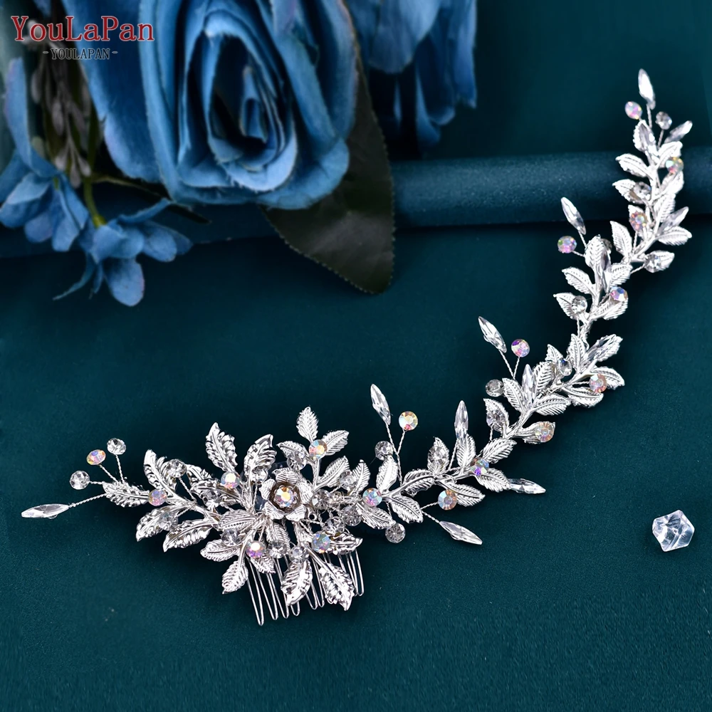 

YouLaPan Alloy Leaf Bride Comb Wedding Hair Accessories Rhinestone Bridal Headpiece with Comb Party Woman Headdress HP544