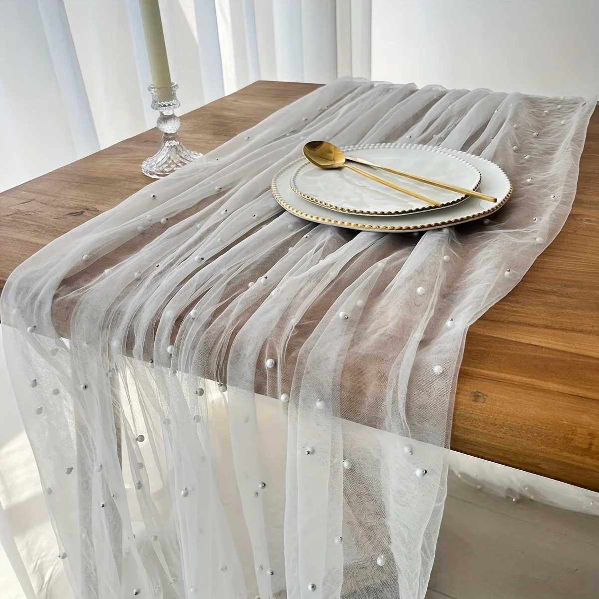 Christmas Table Runner - 펄 튤 테이블 러너, 다양한 색상