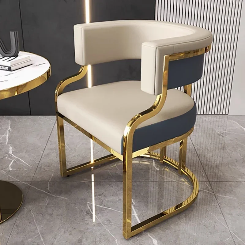 Luxury Modern Dining Chairs Room Ergonomic Luxury Leather Chair Designer Lounge Living Silla Comedor Nordic Furnitures Gold