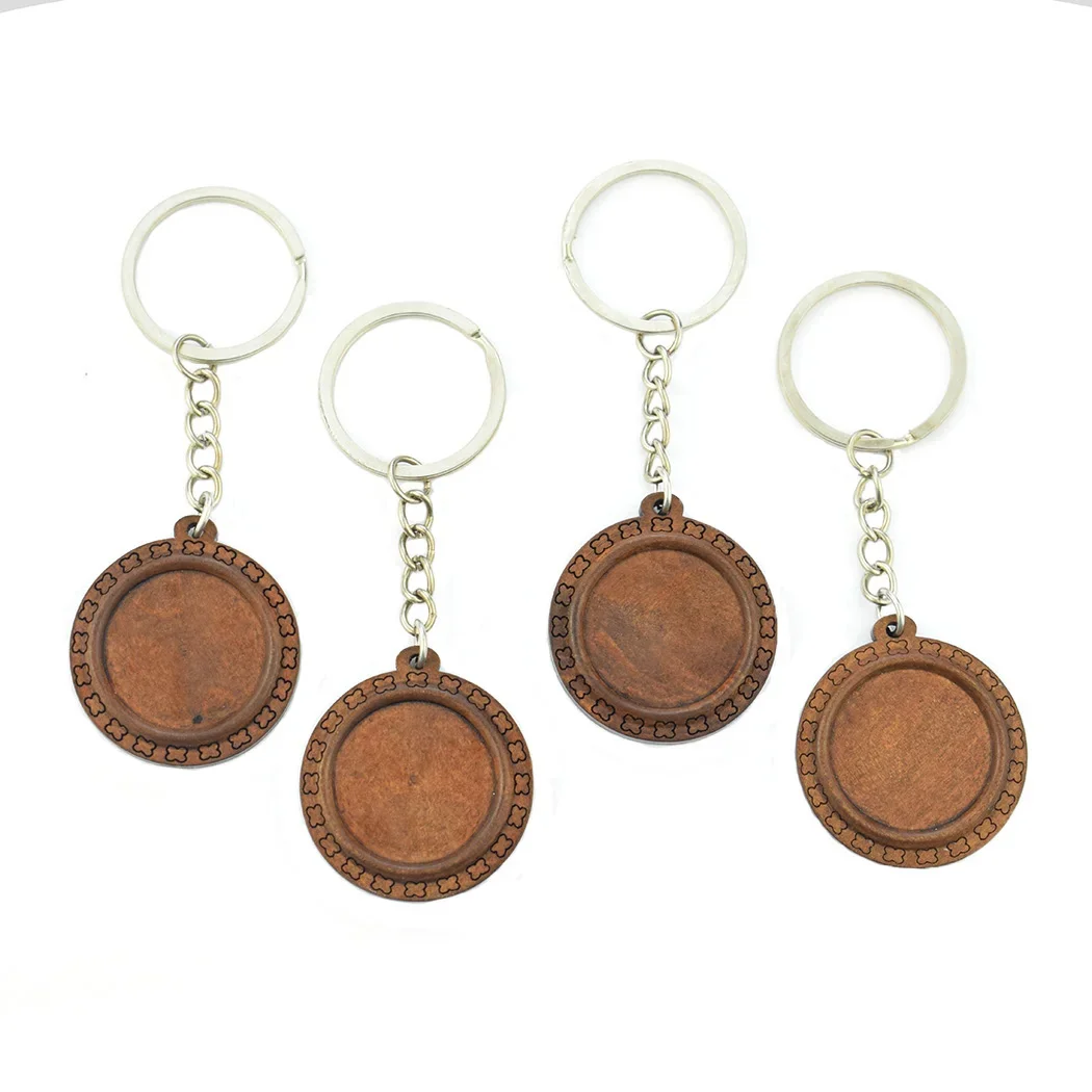 DIY Keychain Accessories Base Handmade Jewelry Brown Wooden Pendant for Making Birthday Women Gift10 PCS/SET