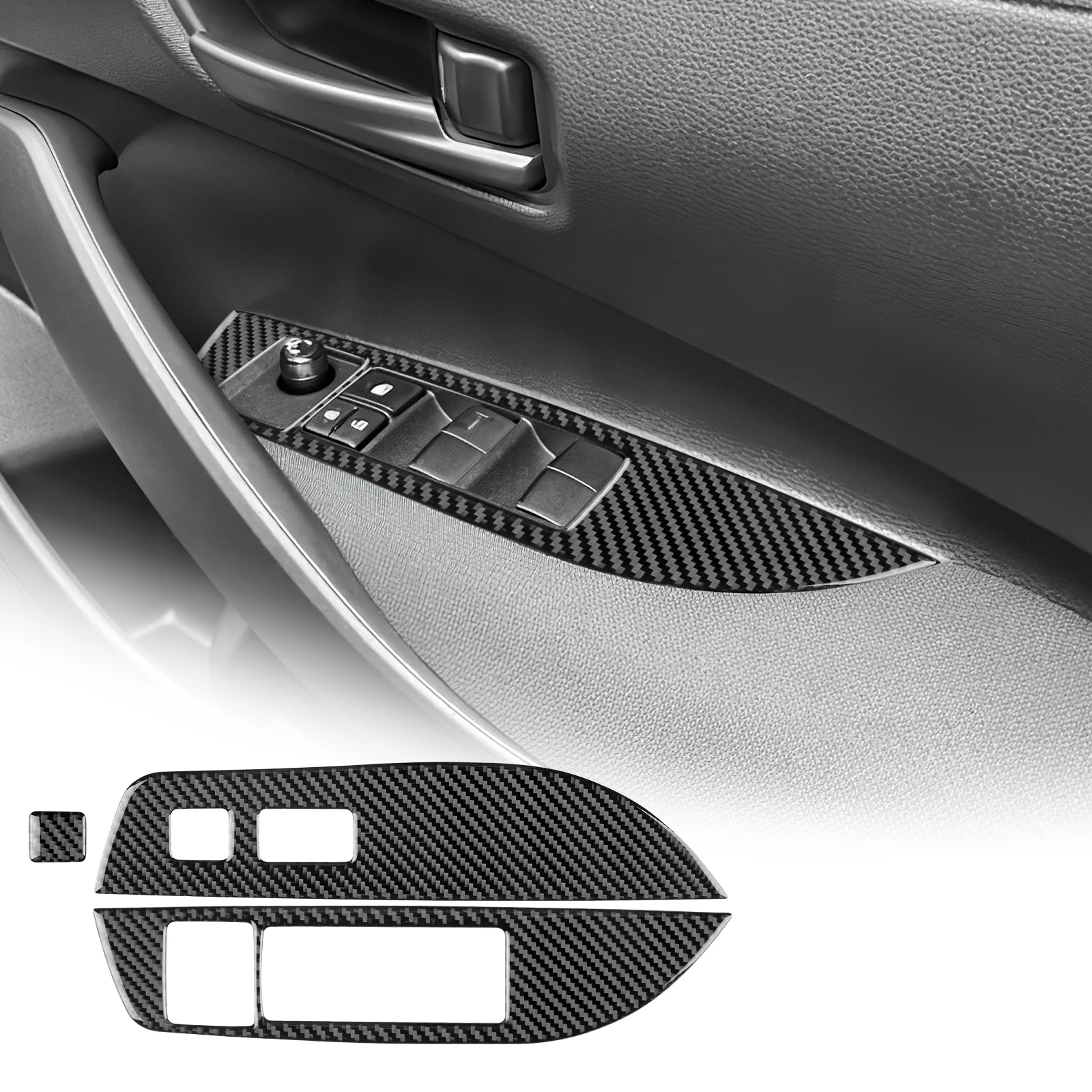 

Для Toyota Corolla 2019 2020-2023 2024 Corolla Cross 2021-2024 Наклейка из настоящего мягкого углеродного волокна LHD RHD Панель кнопок окна автомобиля