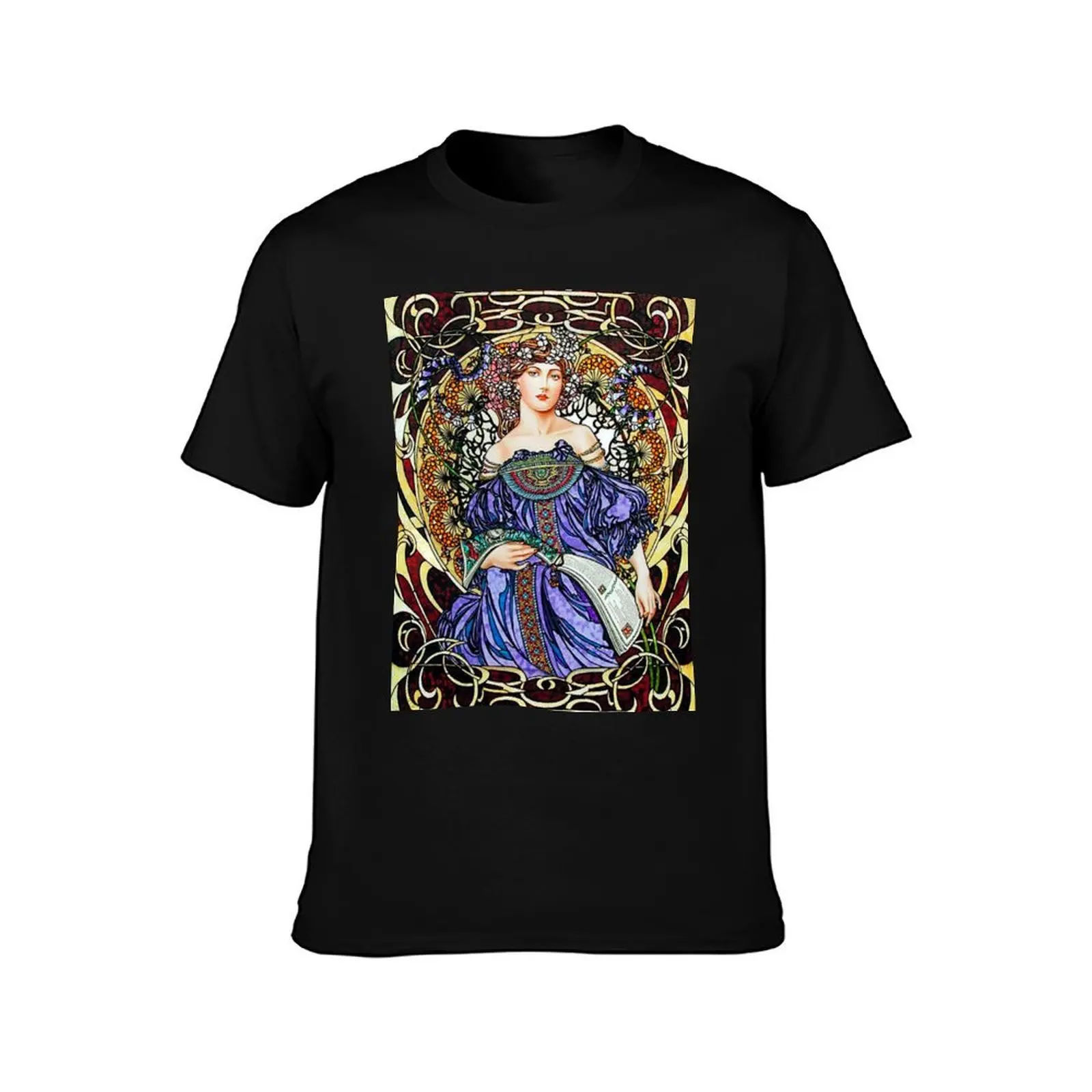 Vintage Alphonse Mucha - c1900 Art Nouveau T-Shirt, Summer Casual Cotton Tee, Oversized Streetwear Tops, Vintage Graphic Print