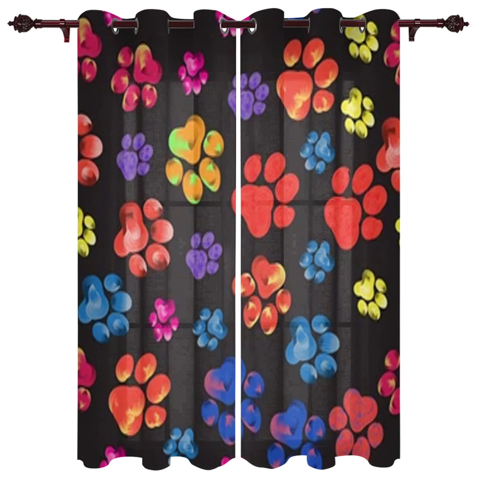 

Rainbow Animal Paw Print Window Curtain For Kids Room Home Blinds Curtains For Living Room Bedroom Window Drapes