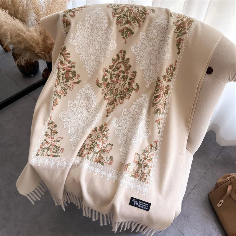 Lusso spesso caldo scialle inverno Paisley Pashmina coperta Poncho stole stampa sciarpa di cachemire donna viaggi avvolge Bufanda femminile