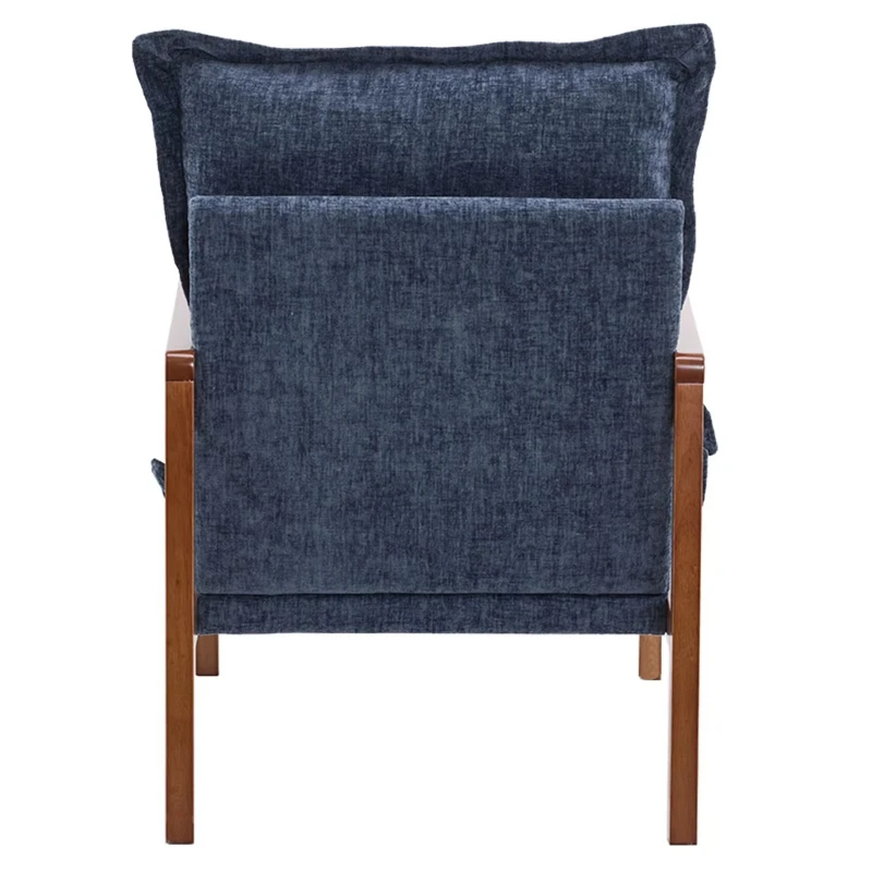 Cloud-shaped indoor leisure armchair with solid wood frame and armrests, chenille decorative waist pillow