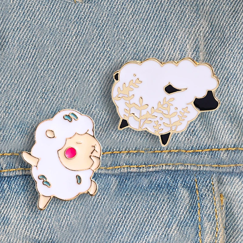 Precioso Pin esmaltado de oveja de dibujos animados, broches de cabra negra con animales divertidos y bonitos para niños y niñas, alfileres de solapa personalizados, regalos de joyería