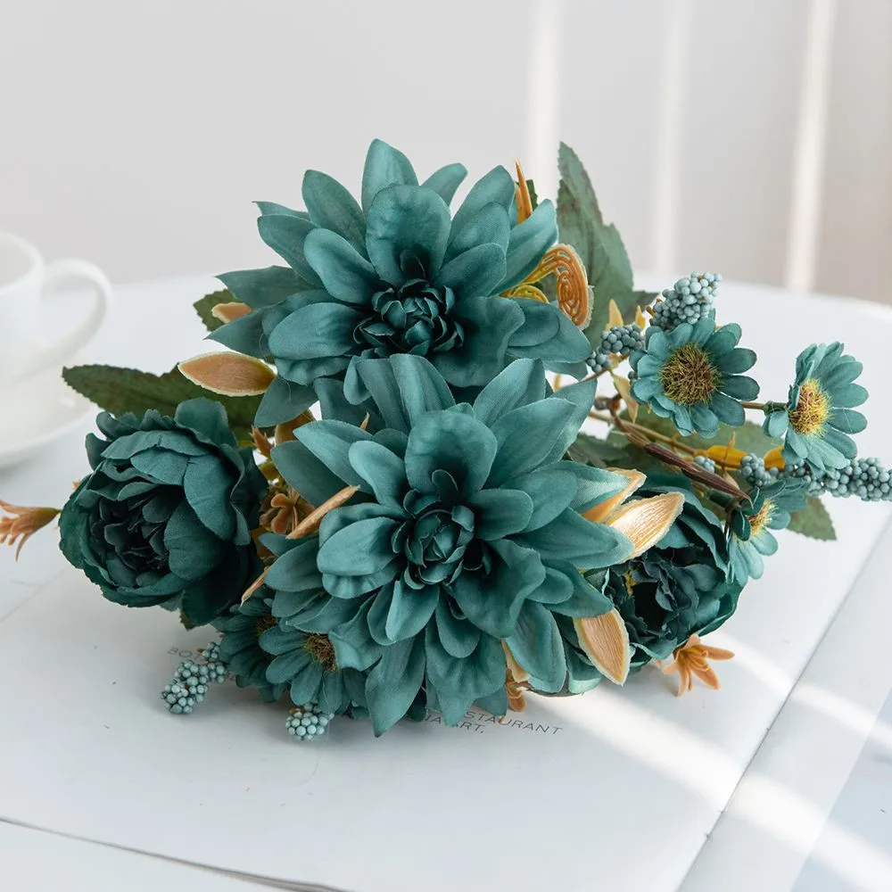 10 Stück Künstliche Blumen aus Seide, Dahlien, Rosen, Gänseblümchen, Heimdekoration, Vasen, Gartendekoration, Outdoor-Hochzeit, Brautsträuße, Festival-DIY-Geschenke – Detail 6
