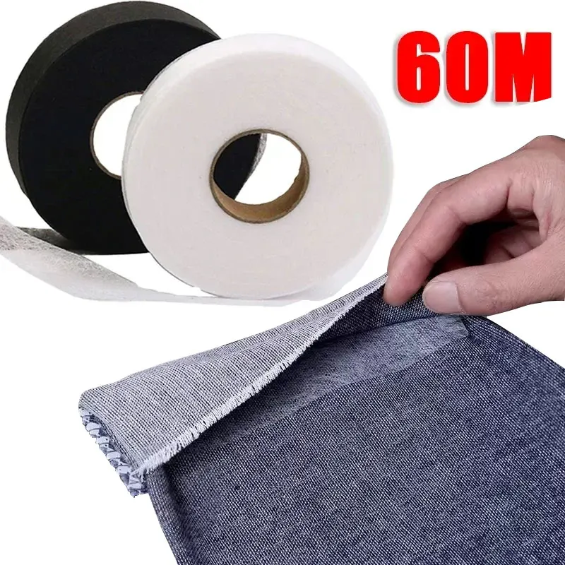 Fita autoadesiva para bainha de calças, 60m, encurtar borda, fita de pasta, ferro em calças, roupas diy, comprimento, encurtar, acessórios de costura doméstica