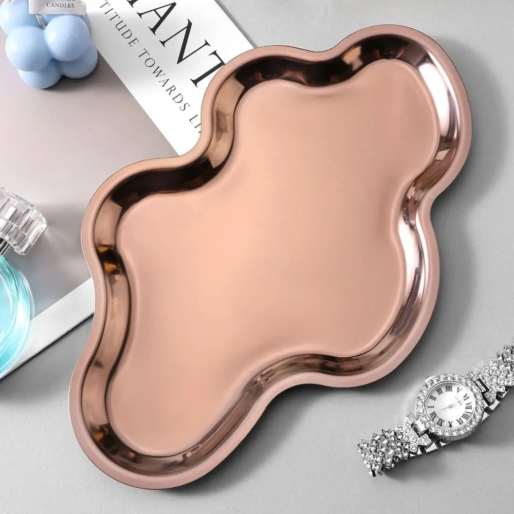 Stainless Steel Cloud Shaped Storage Tray Rust-proof Ornament Key Serving Plate Modern Design Easy To Clean Jewelry Organizer