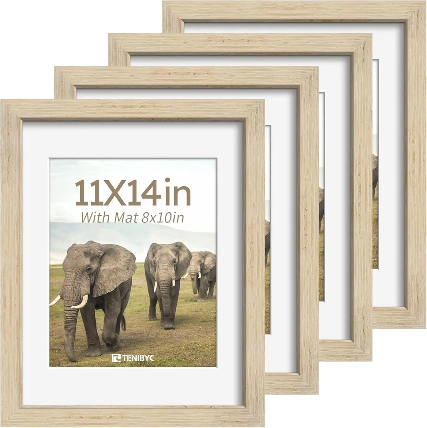 

Набор из 4 фоторамок 11x14 дюймов, массив дуба с закаленным стеклом - для фотографий 8x10 или 11x14 дюймов, для декора комнаты, офиса, галереи