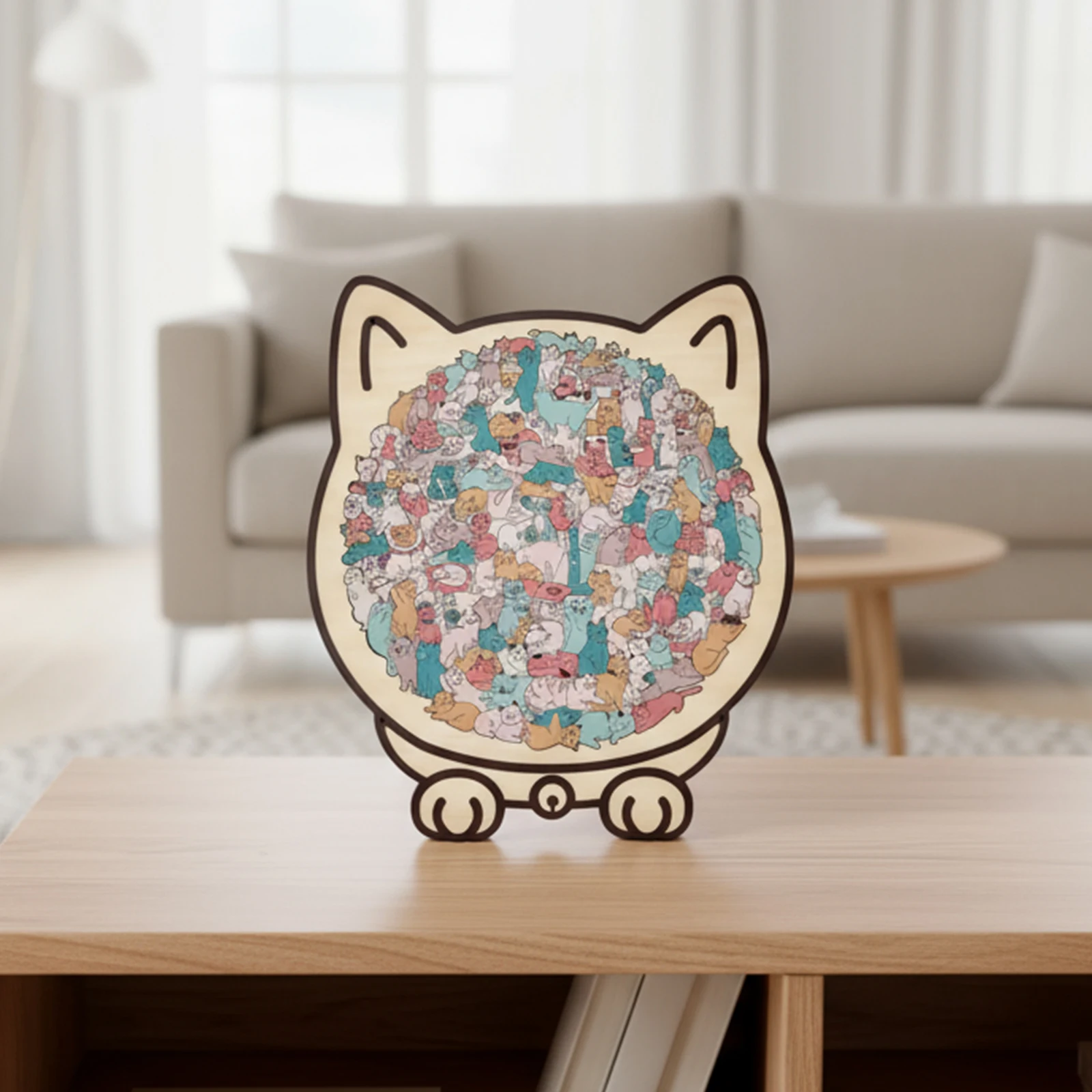 135 Teile Holz Unregelmäßige Puzzle Morandi Katze Geformt Kinder Kreative Katze Form Puzzles Katze Tier Puzzles Spiele Spaß Kinder Spielzeug