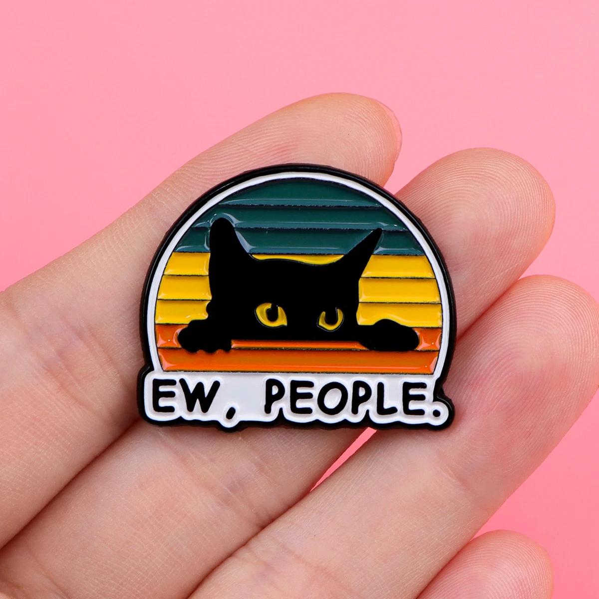 Black Cat Enamel Pin EW,PEOPLE Badges on Backpack Women Brooches Lapel Pin Animal Jewelry Cosplay Accessories Pet Lover Gifts